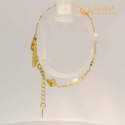 18K Gold Plated Stainless Steel Chain Pearl Bracelet
