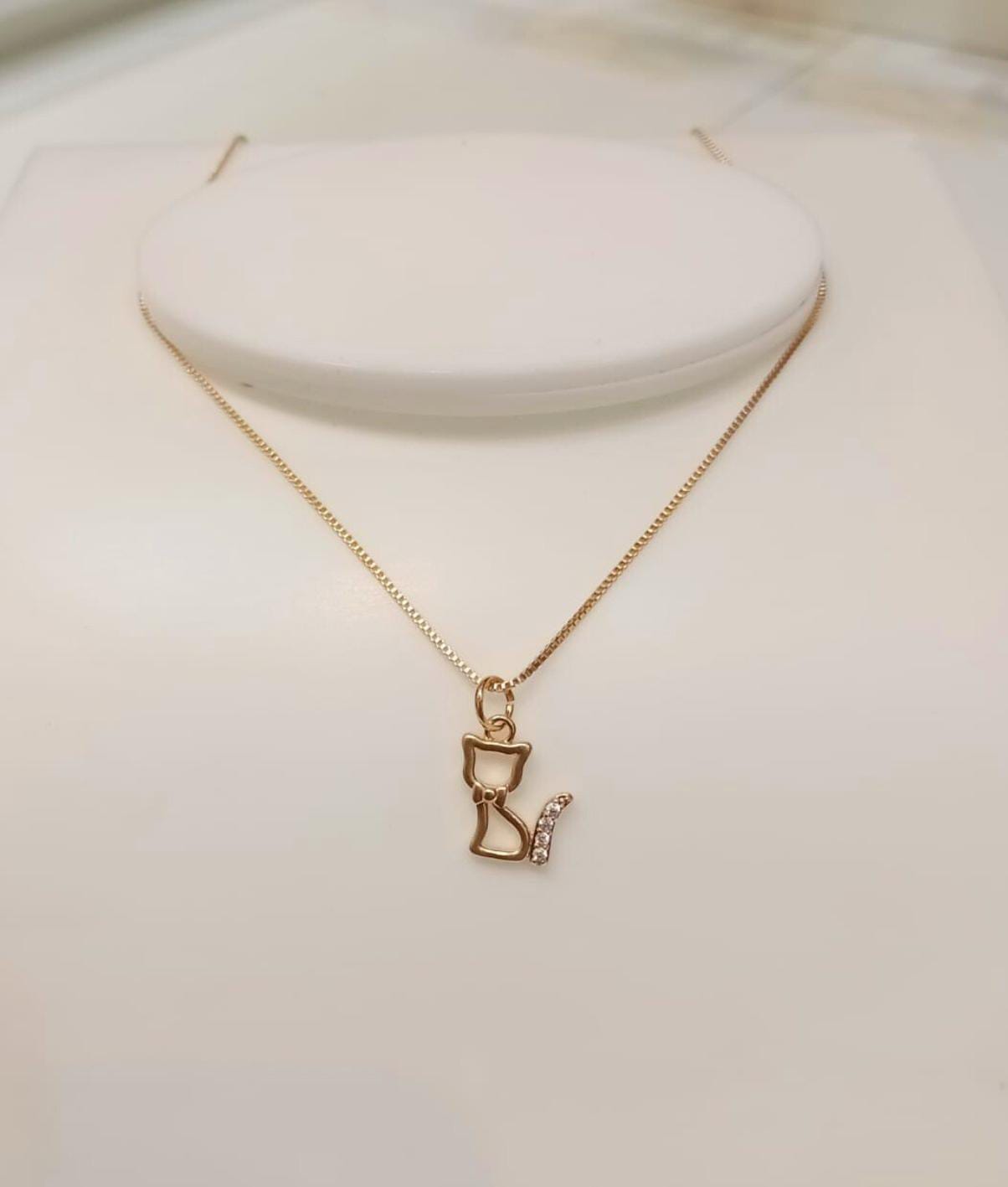 Gargantilha Gato com Zircônias banhada a Ouro 18k_0