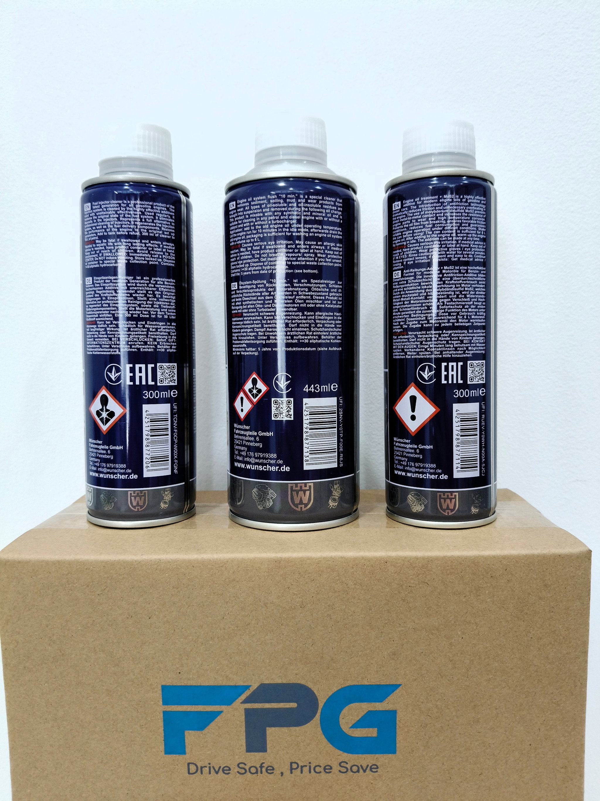 Wunscher Germany 3in1 Additives Package (EngineFlush+Treatment+InjectionCleaner) 300ml/btl_3