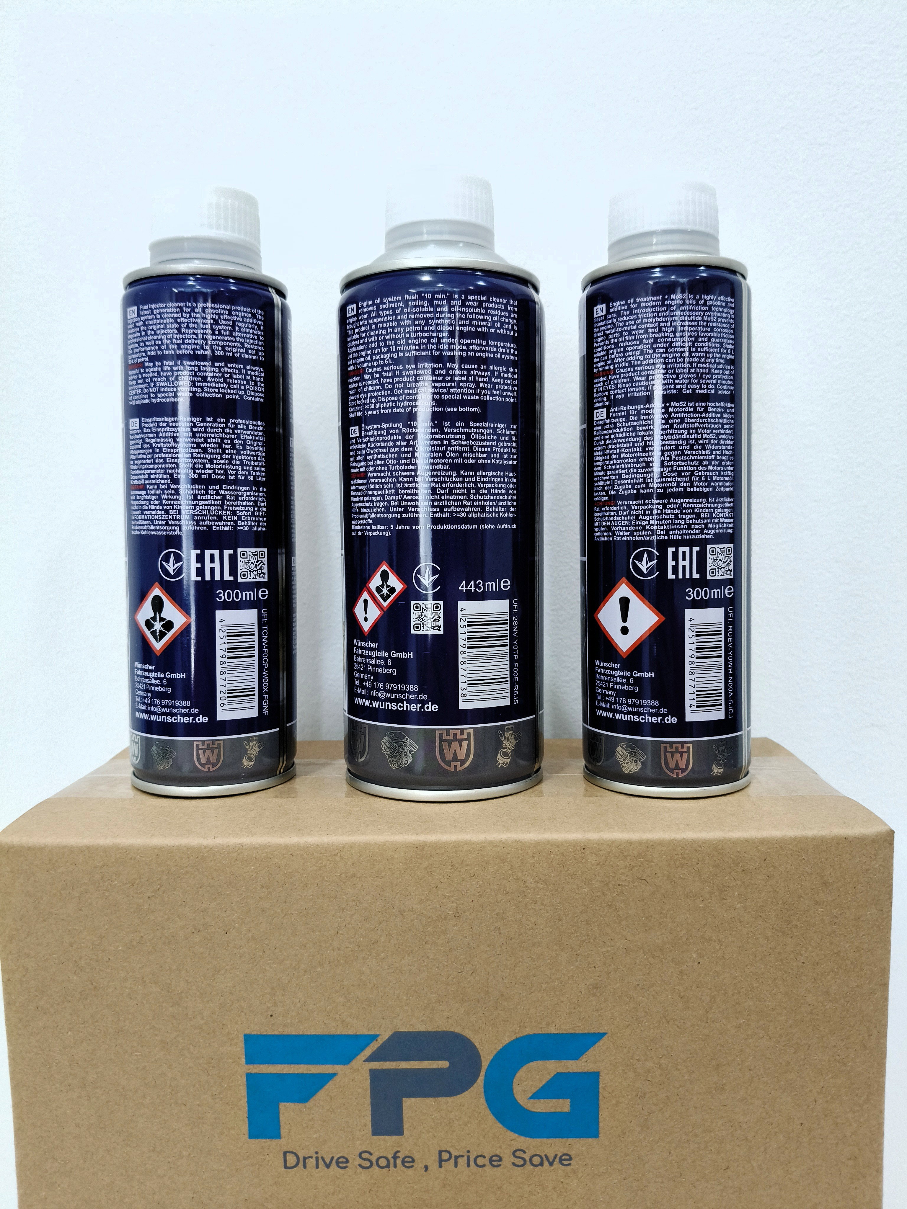 Wunscher Germany 3in1 Additives Package (EngineFlush+Treatment+InjectionCleaner) 300ml/btl_3
