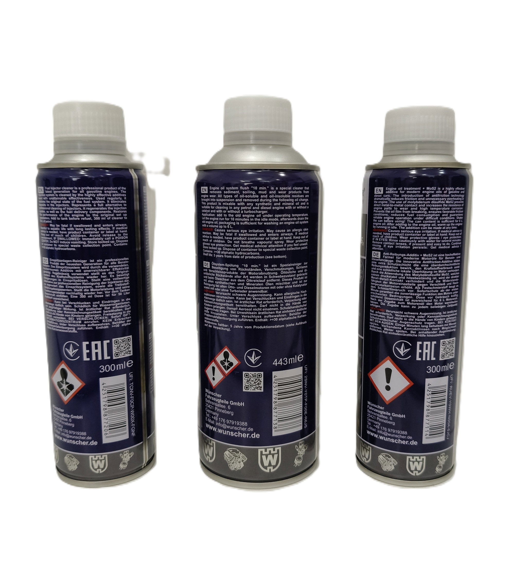 Wunscher Germany 3in1 Additives Package (EngineFlush+Treatment+InjectionCleaner) 300ml/btl_1