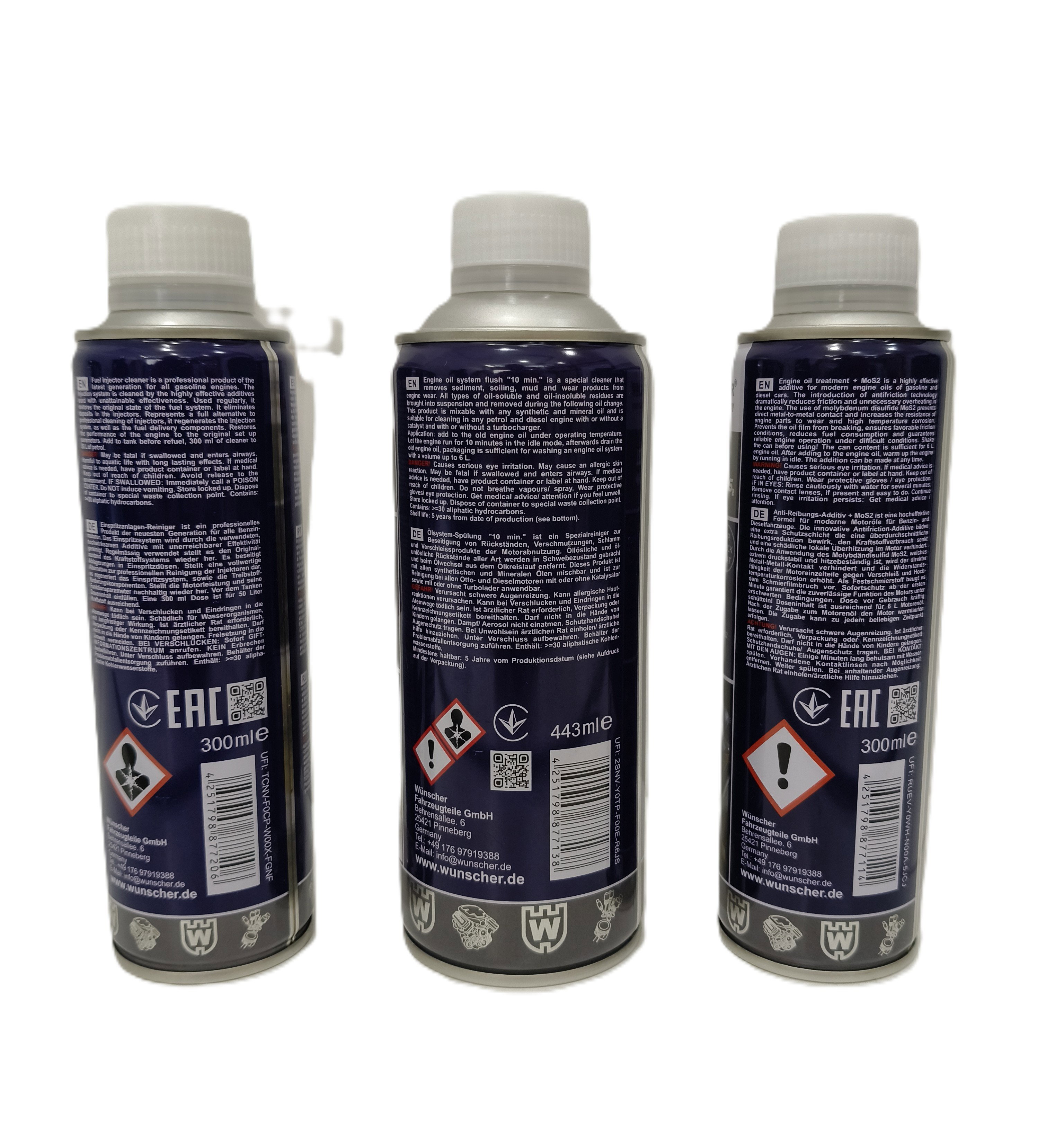 Wunscher Germany 3in1 Additives Package (EngineFlush+Treatment+InjectionCleaner) 300ml/btl_1