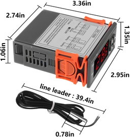 Controlador de temperatura LCD digital 10A DC 24V Termostato STC-1000 3.3 ft Sensor NTC
