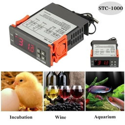Controlador de temperatura LCD digital 10A DC 24V Termostato STC-1000 3.3 ft Sensor NTC