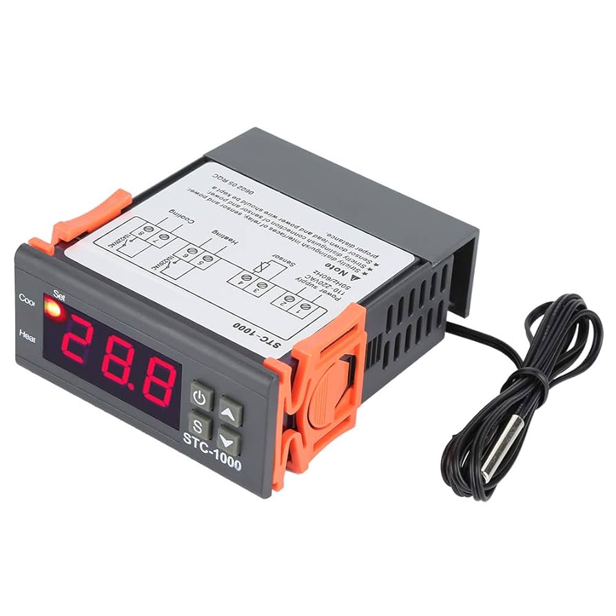 Controlador de temperatura LCD digital 10A DC 24V Termostato STC-1000 3.3 ft Sensor NTC_3