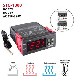 Controlador de temperatura LCD digital 10A DC 24V Termostato STC-1000 3.3 ft Sensor NTC