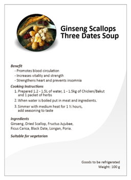 Herbal Ginseng Scallops Three Dates Soup 100gr