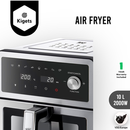 10L Digital Full Metal Air Fryer with Visible Window 