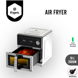 10L Digital Full Metal Air Fryer with Visible Window 