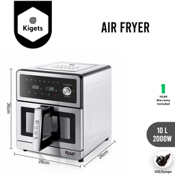 10L Digital Full Metal Air Fryer with Visible Window 