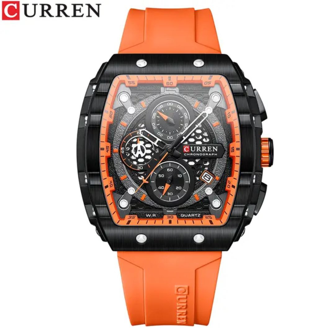 Montre CURREN en Silicone Orange_1