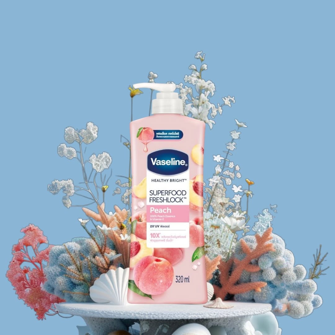 ⁨ Vaseline Superfood Fresh Look Body Lotion-Peach فازلين لوشن سوبر فود مرطب للجسم بالخوخ _0