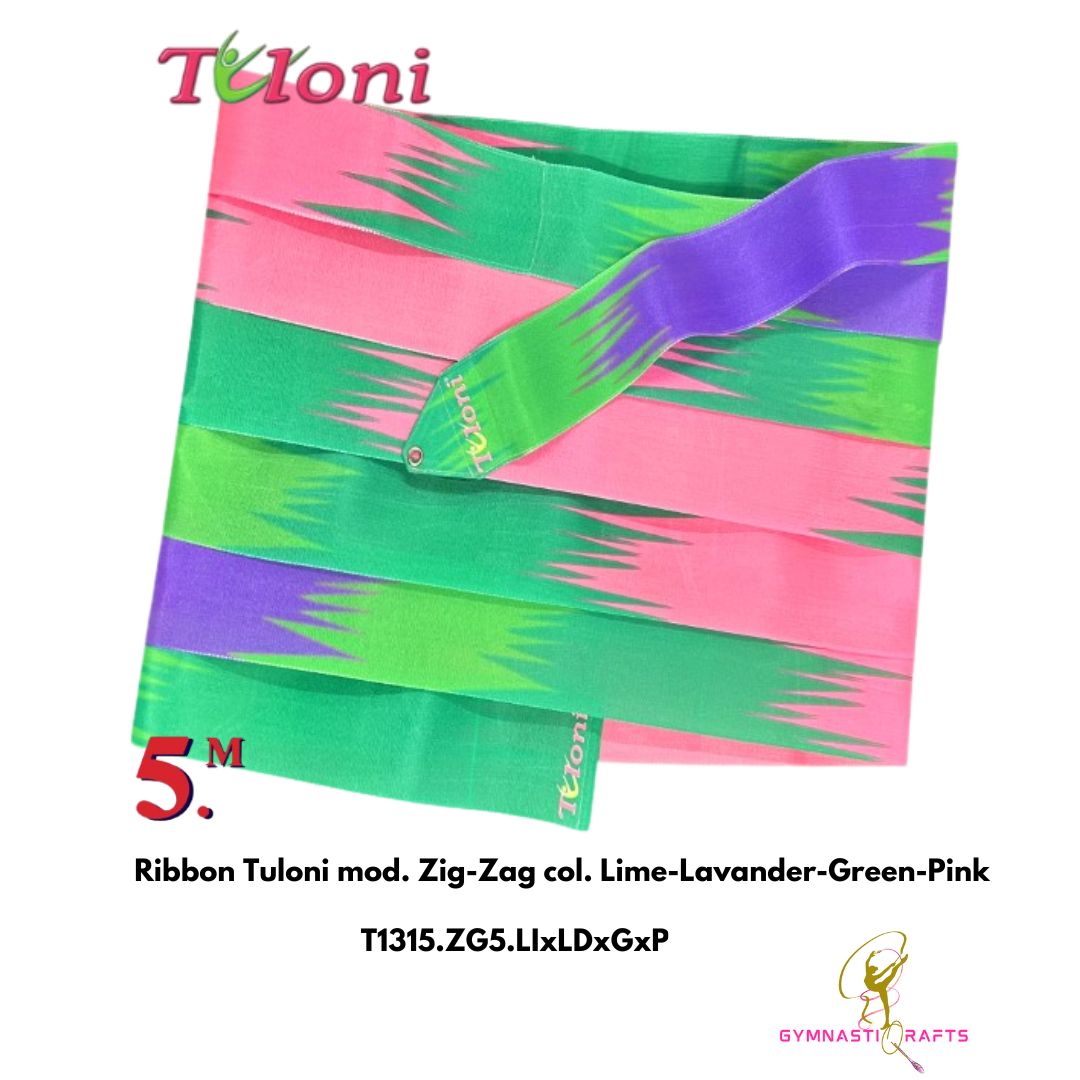 TULONI | Ribbon Tuloni mod. Zig-Zag col. Lime-Lavender-Green-Pink 5M