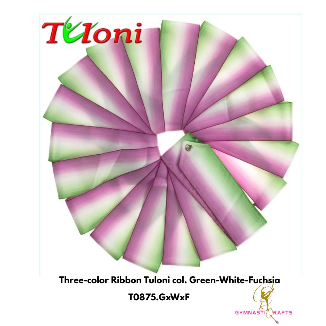 TULONI | Three-color Ribbon Tuloni col. Green-White-Fuchsia-6M