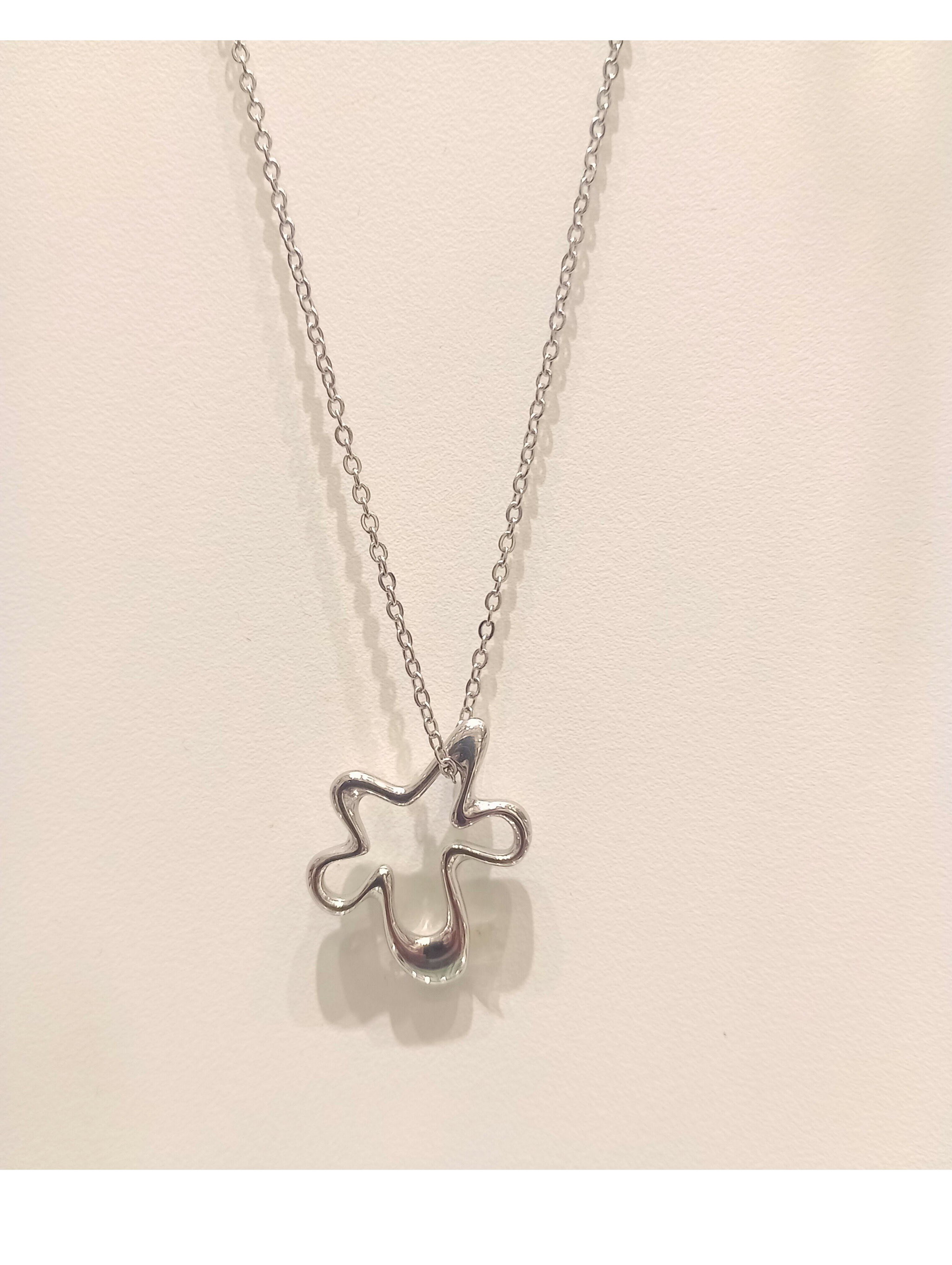 Gargantilha Design Orgânico em Aço Inox_0