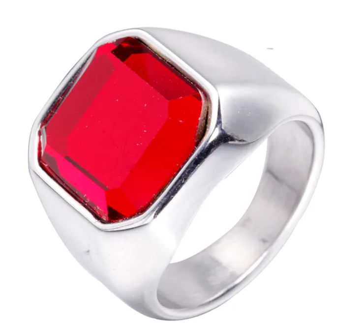 Bagues Chevalière Argent Rouge_0