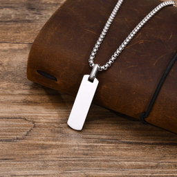 Collier Plaque Argent 