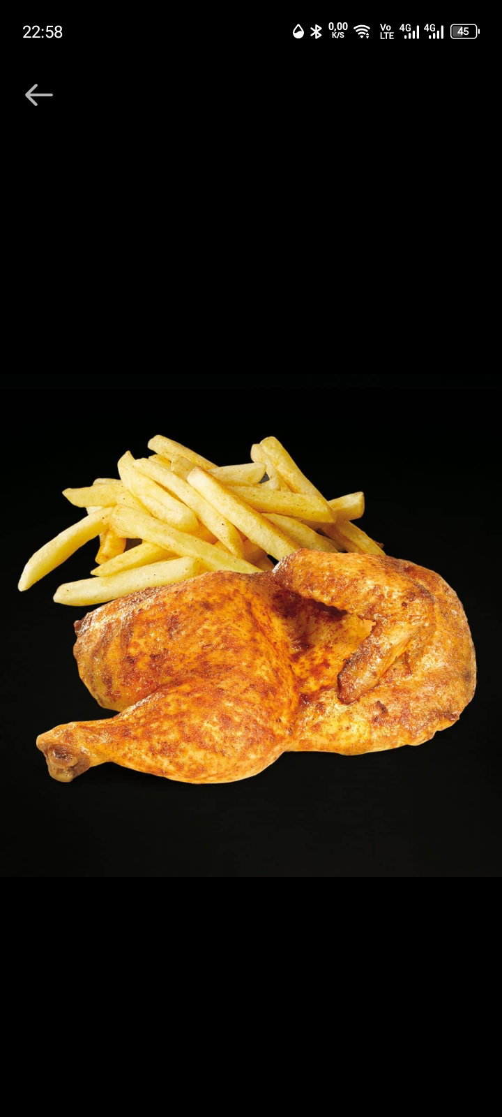 1/2 poulet et frites et canette de 330ml