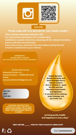 Cold Pressed Organic Seasame (Gingelly) Oil 