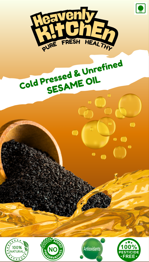 Cold Pressed Organic Seasame (Gingelly) Oil 