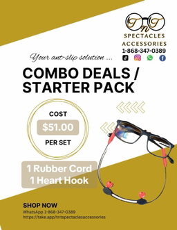 1 Rubber Cord + 1 Pair Heart Hook