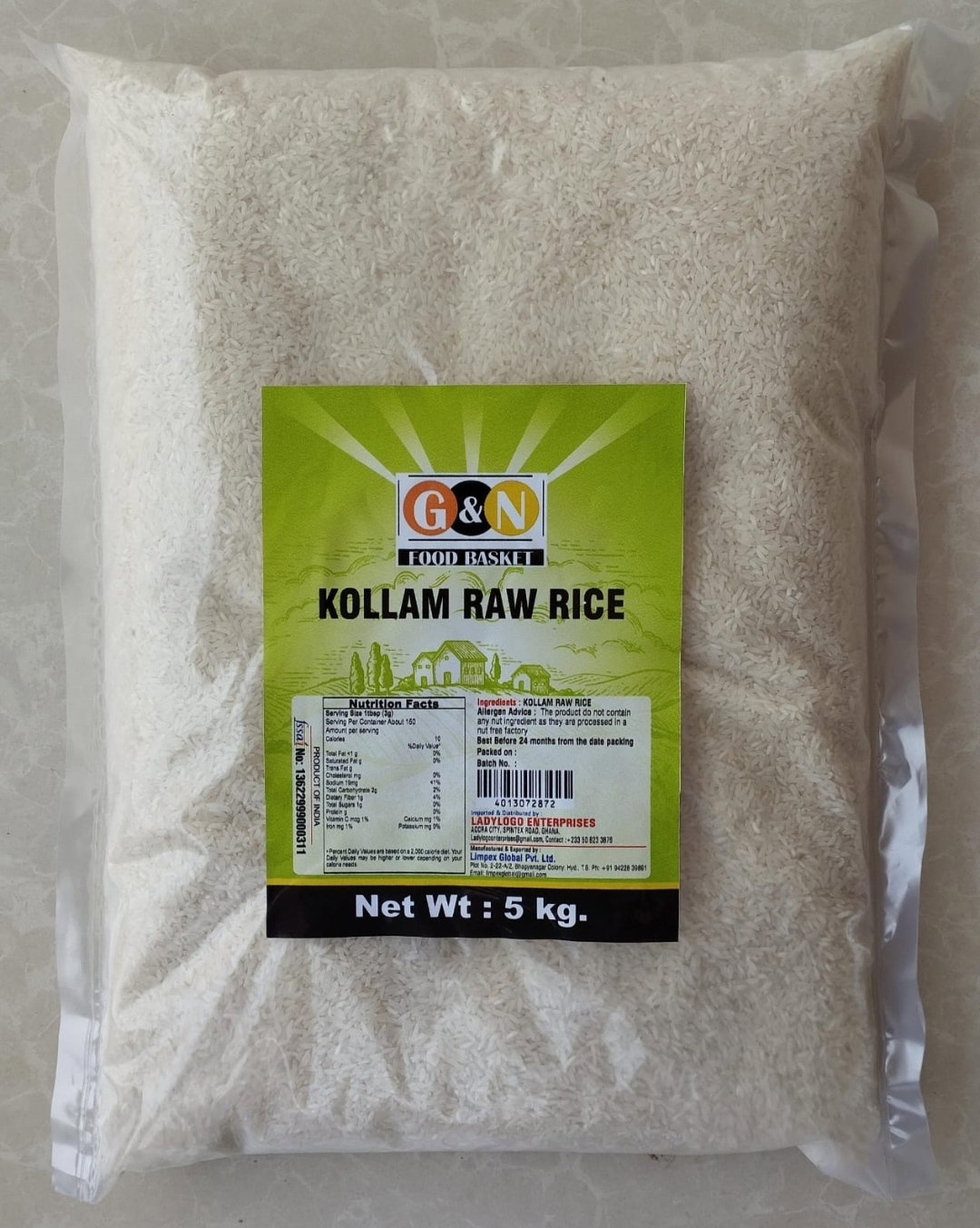 Kollam raw rice 5 kg G&N