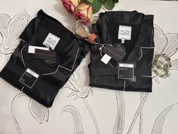 Satin Wolf and Harte pyjamas Black