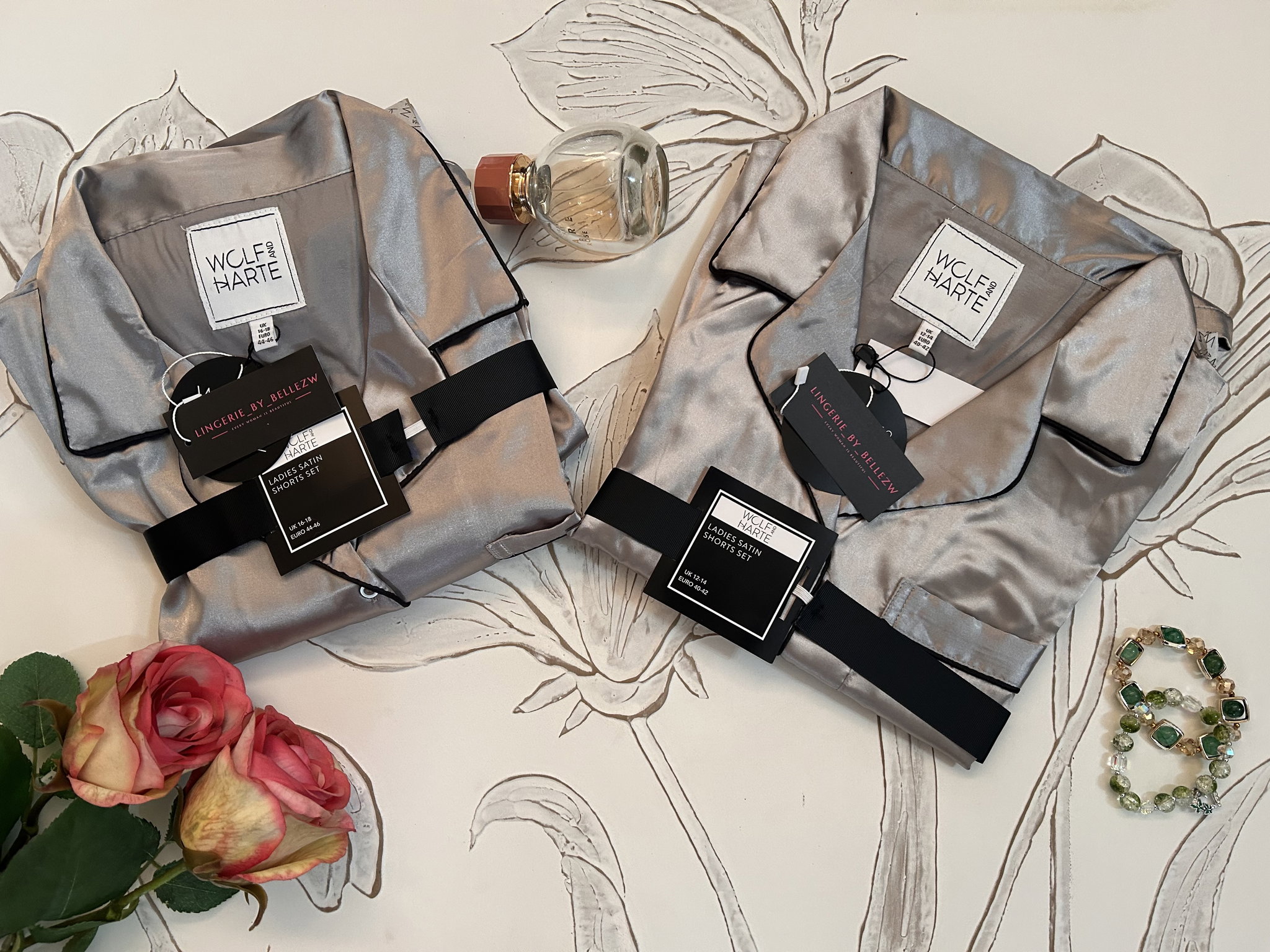 Satin Wolf and Harte pyjamas Silver_1