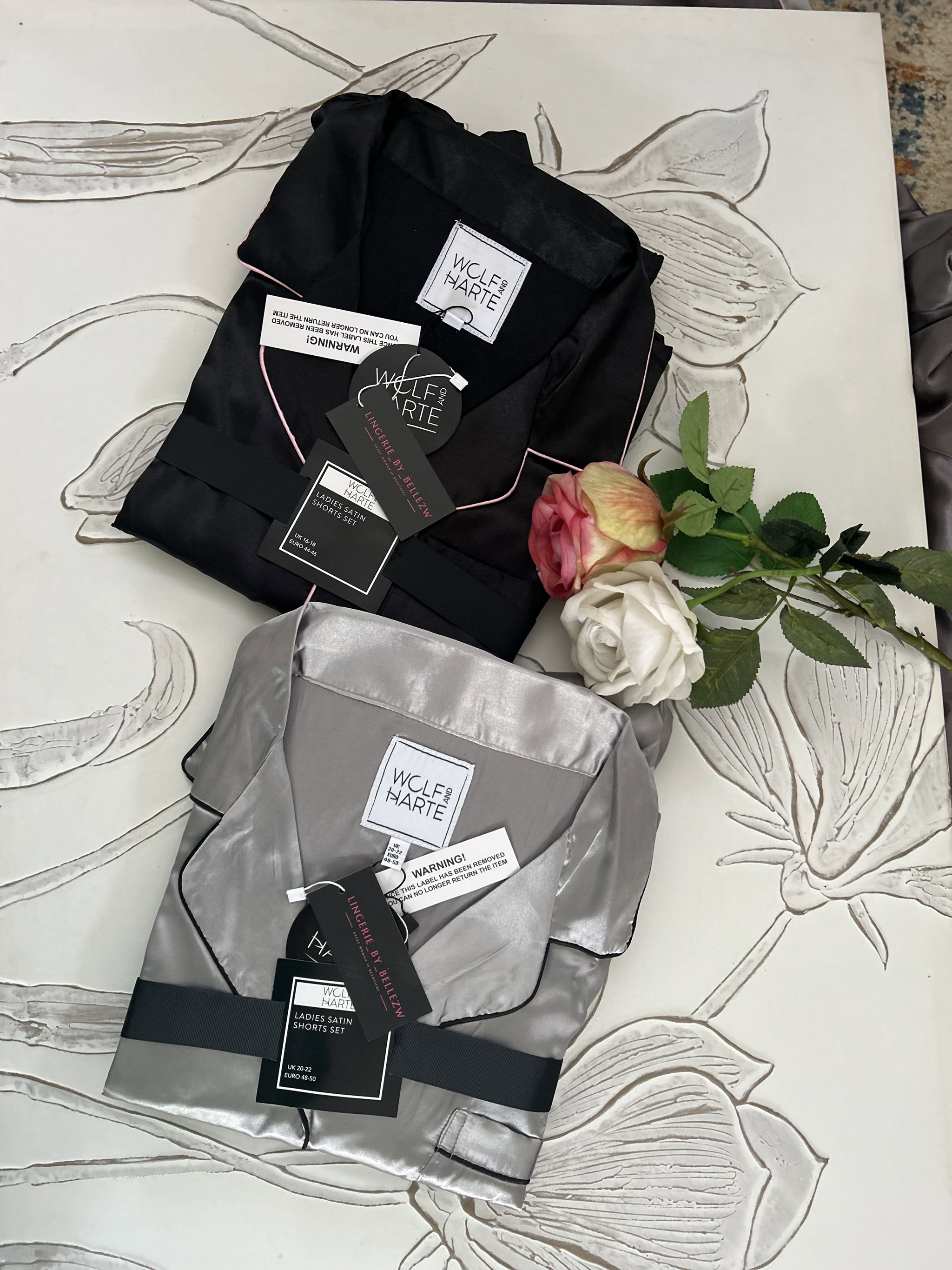 Satin Wolf and Harte pyjamas Silver_2