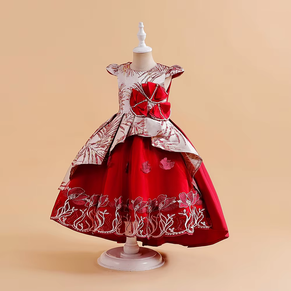 Vintage Embroidery Girls Christmas Dress _2