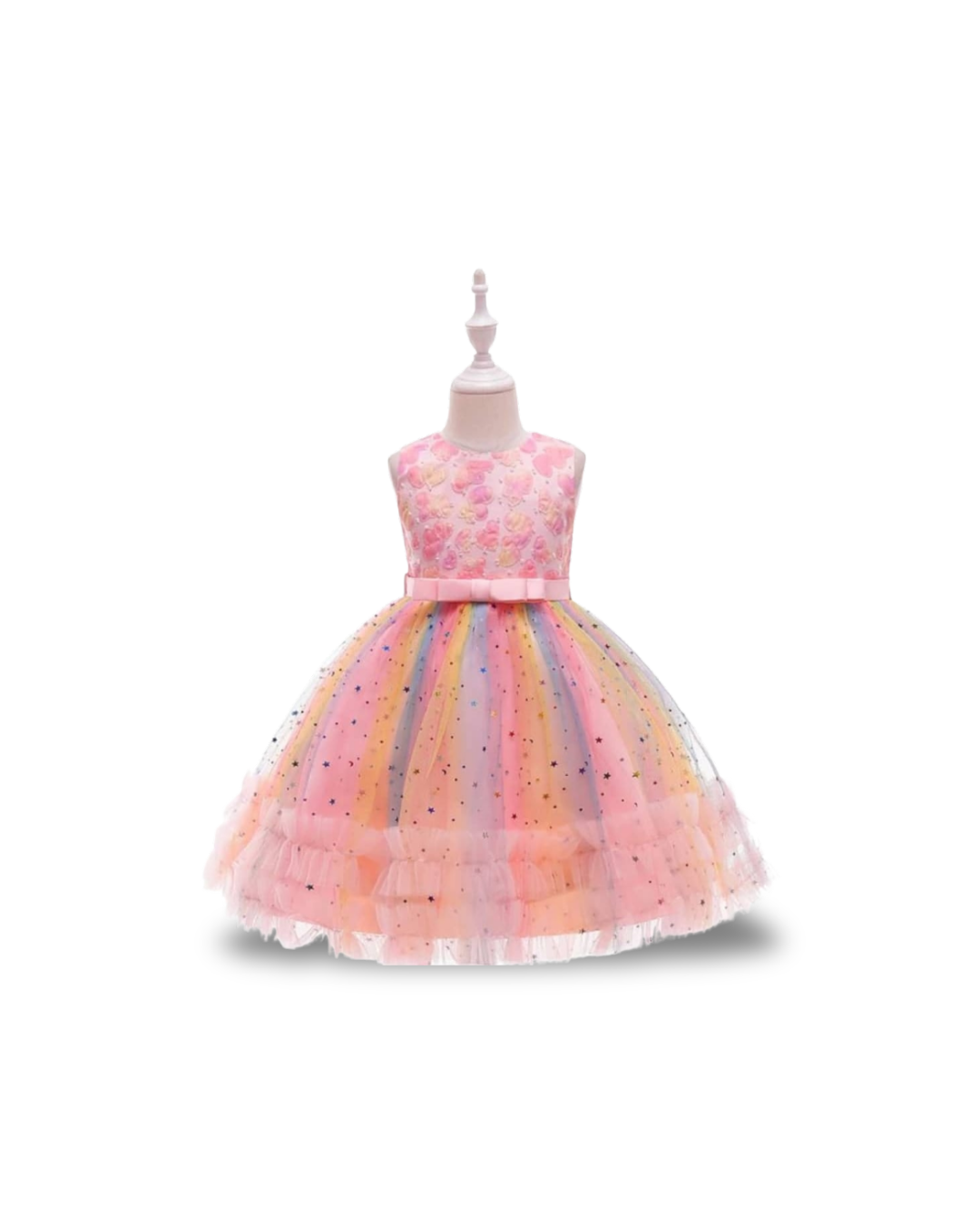 Nabotique - Girls Heart Applique Balloon Shape Party Wear Dress