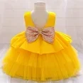 Nabotique - Toddler Girls Net Yarn Embroidery Rhinestone Bowknot Birthday Party Gown Long Dresses Headband Suit