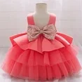 Nabotique - Toddler Girls Net Yarn Embroidery Rhinestone Bowknot Birthday Party Gown Long Dresses Headband Suit_2