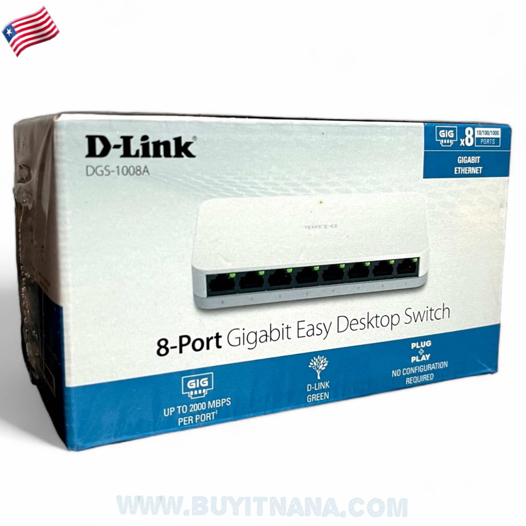 D-Link DGS-1008A 8-Port Gigabit Easy Desktop Switch (White)