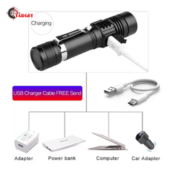 Powerful LED Flashlight Aluminum Alloy Portable Torch USB ReChargeable