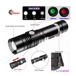 Powerful LED Flashlight Aluminum Alloy Portable Torch USB ReChargeable