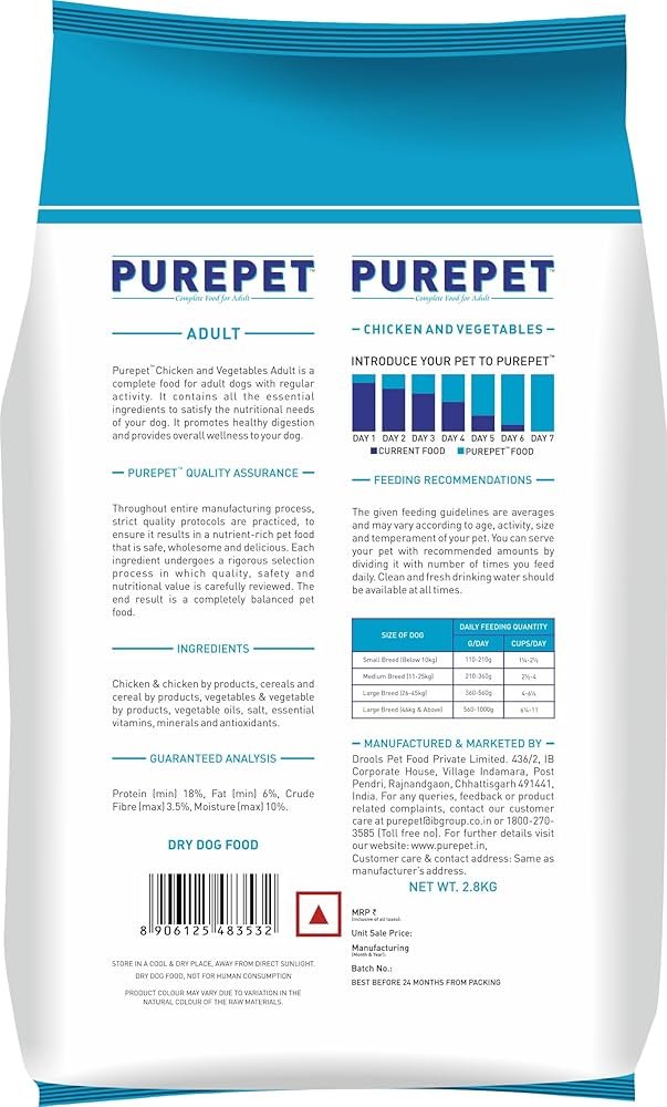 Purepet Dog Adult Dry Food  Chicken & Vegetables 3kg_1