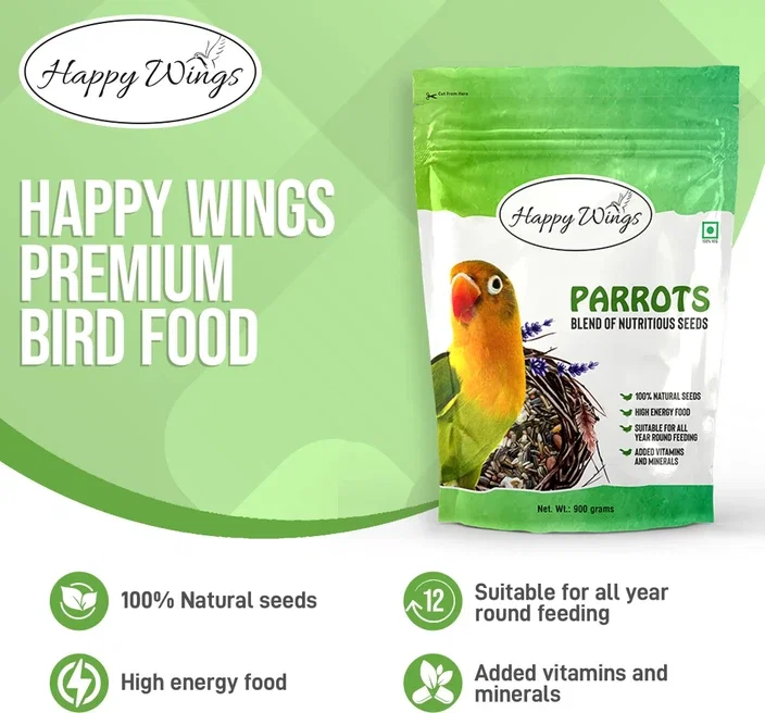 Happy Wings Premium Bird Food for Parrot 900 GR_1