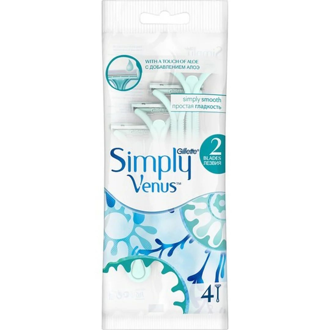 GILLETTE VENUS 2-BLADE DISPOSABLE RAZORS - 4 CT | جيليت شفرات حلاقة جيليت سيمبلي فينوس 2 - 4 قطع_0