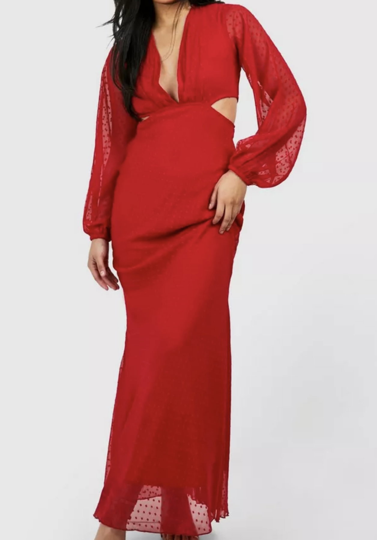 Red Cut-out Dress_0