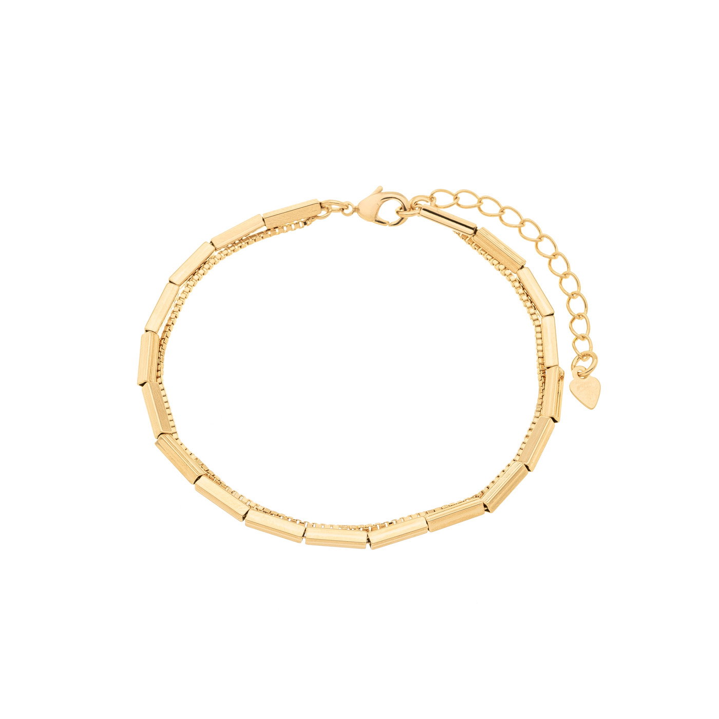 Pulseira Dupla com Canutilhos banhada a Ouro 18k_0