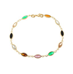 Pulseira com Pedras Navete Coloridas banhada a Ouro 18k