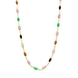 Choker com Pedras Navete Coloridas banhada a Ouro 18k