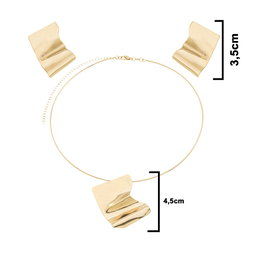 Conjunto Retangular Orgânico banhado a Ouro 18k