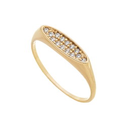 Anel Navete com Zircônias banhado a Ouro 18k