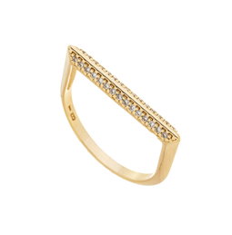 Anel Reto com Zircônias banhado a Ouro 18k