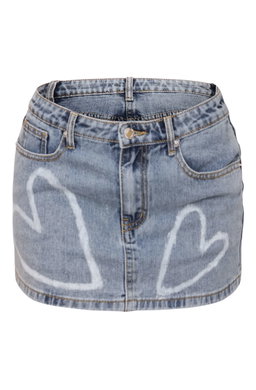 Heart Denim Skirt