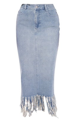Fringe Denim Skirt