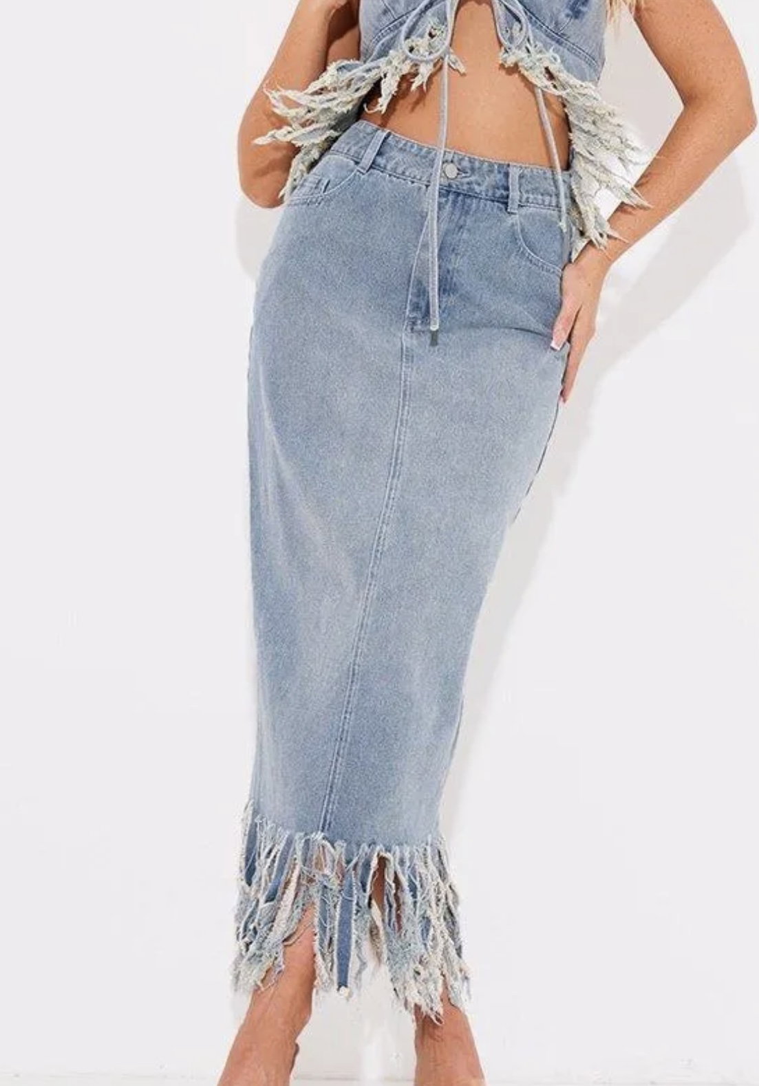 Fringe Denim Skirt_1