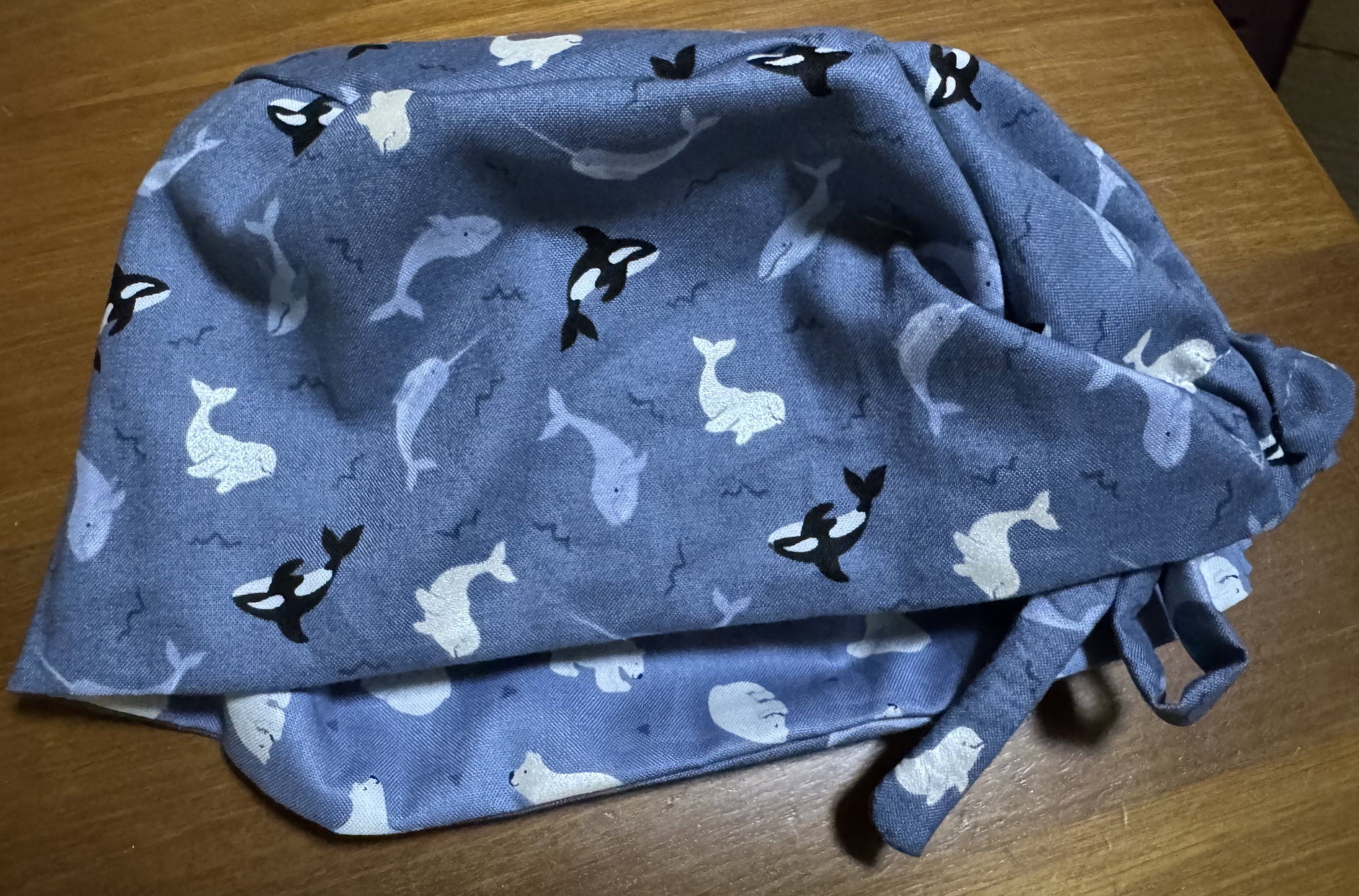 Polar Bears Blue / Whales Reversible Scrub Cap_1